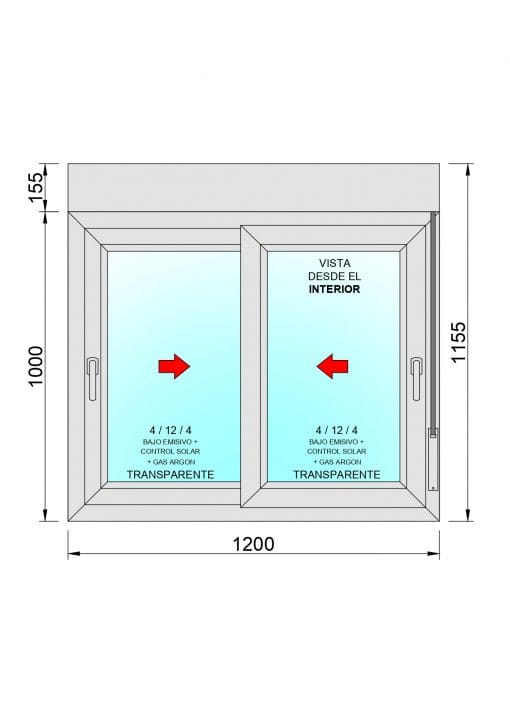 Janela de correr de PVC com persiana (PVC) 1200x1155 2h - Imagem 2