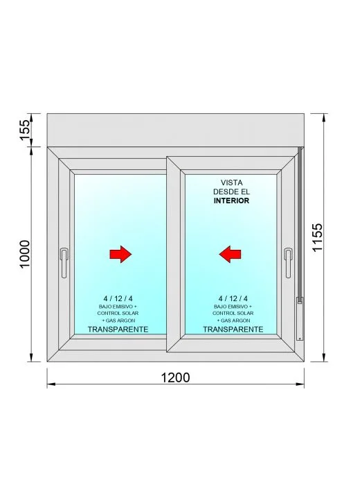 Ventana PVC Corredera Con Persiana (PVC) 1200x1155 2h - Imagen 2