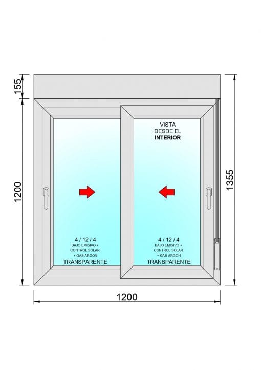 Janela de correr em PVC com persiana (PVC) 1200x1355 2h - Imagem 2