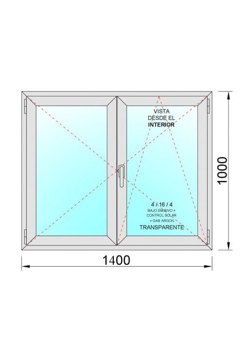 Ventana PVC Practicable Oscilobatiente 2 hojas 1400X1000 - Imagen 2