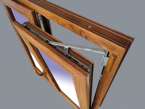 Janela de PVC oscilobatente, 2 folhas, 1000x1000, cor carvalho - Imagem 8