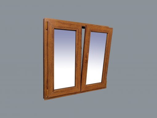 Janela de PVC oscilobatente, 2 folhas, 1000x1000, cor carvalho - Imagem 3
