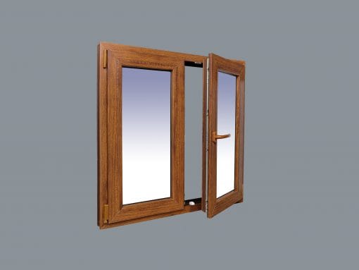 Janela de PVC oscilobatente, 2 folhas, 1000x1000, cor carvalho - Imagem 4