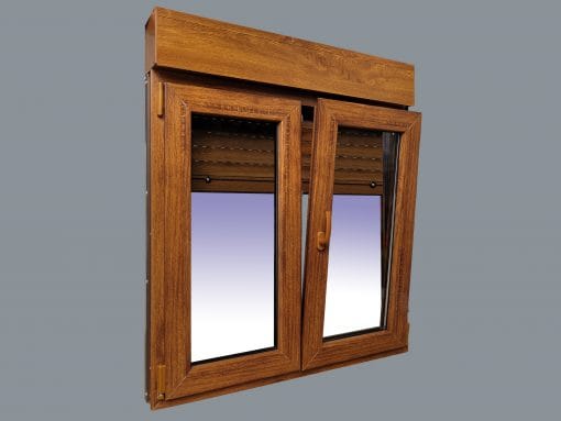 Ventana PVC Practicable Oscilobatiente 2 hojas con Persiana (PVC) 1000X1155 COLOR ROBLE - Imagen 3