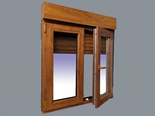 Ventana PVC Practicable Oscilobatiente 2 hojas con Persiana (PVC) 1000X1155 COLOR ROBLE - Imagen 4
