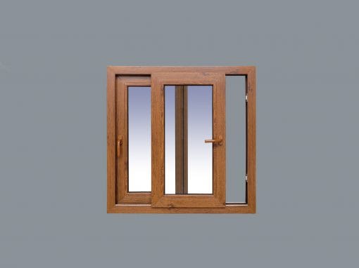 Janela de Correr em PVC 1000x1000 2 folhas Cor Carvalho - Imagem 4