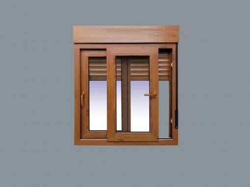 Janela de correr em PVC com persiana (PVC) 1000x1155 2h COR CARVALHO - Imagem 3
