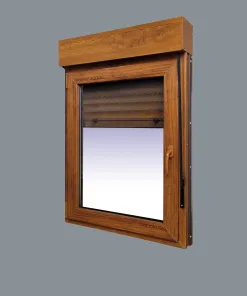 Ventana PVC Practicable Oscilobatiente Izquierda con Persiana 800X1155 1hoja COLOR ROBLE