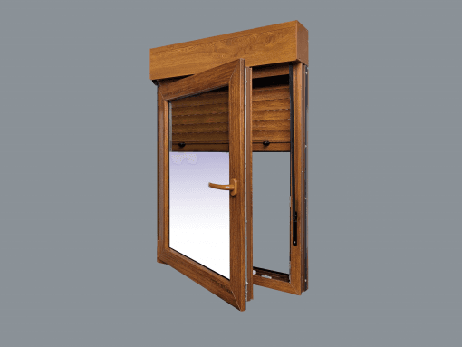 Ventana PVC Practicable Oscilobatiente Izquierda con Persiana 800X1155 1hoja COLOR ROBLE - Imagen 3
