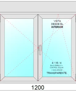 Ventana PVC Practicable Oscilobatiente 2 hojas con Persiana Motorizada 1200X1355 con Mosquitera Enrollable - Imagen 2