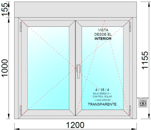 2-Scheiben-Drehkippfenster aus PVC mit motorisierten Rollläden 1200x1155 mit aufrollbarem Moskitonetz – Bild 2