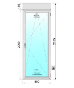 Alternative view of Balconera PVC Practicable Oscilobatiente Derecha con Persiana Motorizada (PVC) 800X2185 1h (marco y cajón persiana en kit) Y Mosquitera Plisada