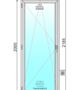 Alternative view of Balconera PVC Practicable Oscilobatiente Izquierda con Persiana Motorizada (PVC) 800X2185 1h (marco y cajón persiana en kit) Y Mosquitera Plisada