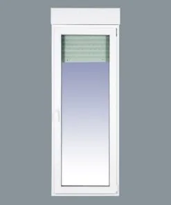 Balconera PVC Practicable Oscilobatiente Derecha con Persiana Motorizada (PVC) 800X2185 1h (marco y cajón persiana en kit) Y Mosquitera Plisada