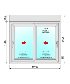 Alternative view of Ventana PVC Corredera Con Persiana Motorizada (PVC) 1200x1155 2h con Mosquitera Enrollable