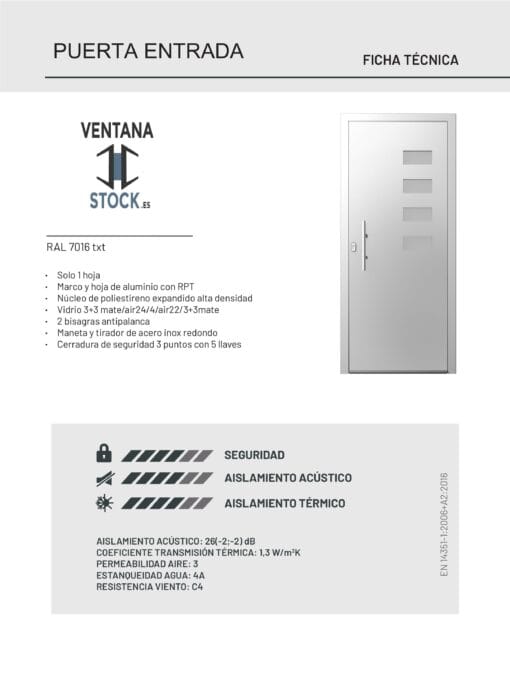 QUALITY ALUMINUM DOOR 950*2100 INTERNAL LEFT OPENING - Image 2