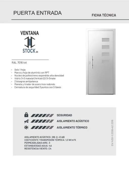 Hochwertige Aluminiumtür 950x2100, rechtsanschlagend – Bild 2