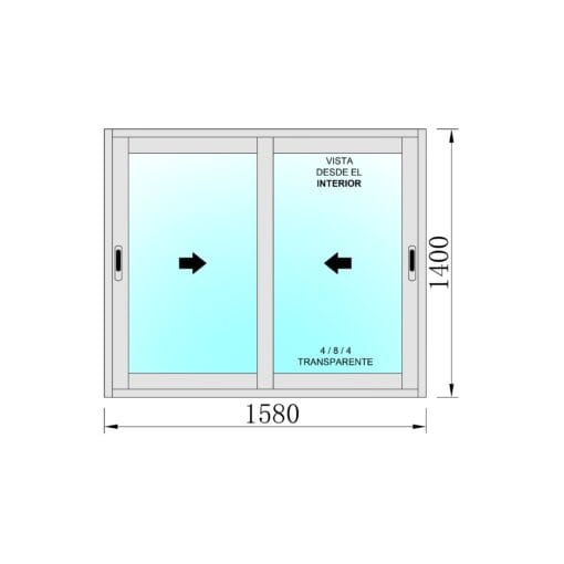 Finestra Alumini Corredissa 1580X1400 2 fulles - Imatge 2